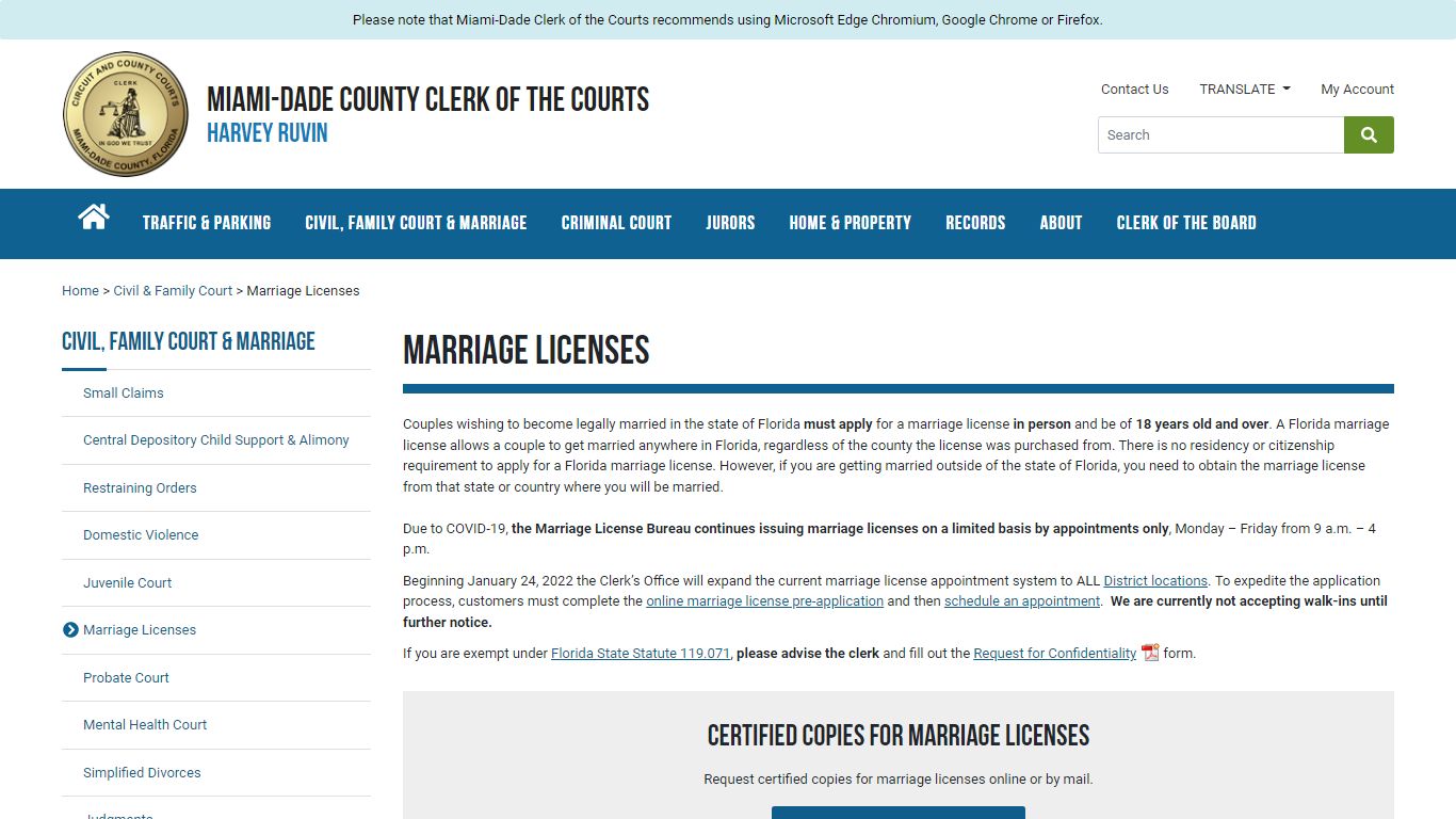 Marriage Licenses - Miami-Dade County Clerk of the Courts